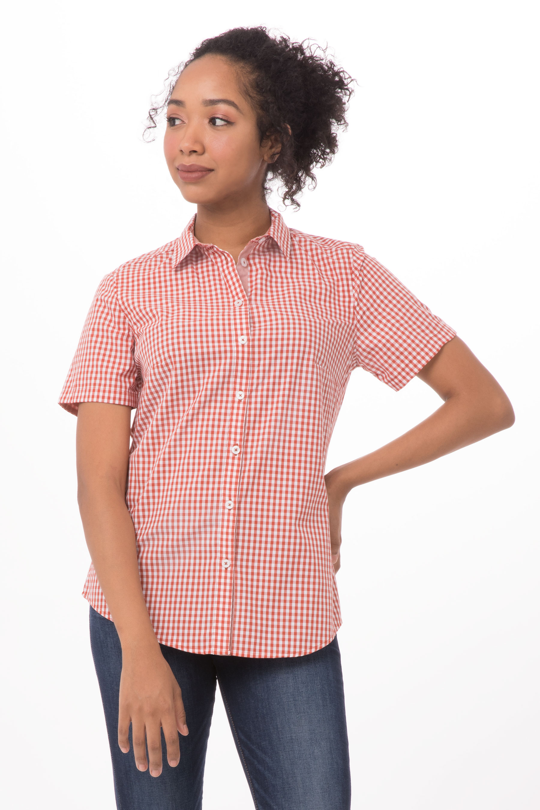 MODERN GINGHAM Damenbluse kurzarm