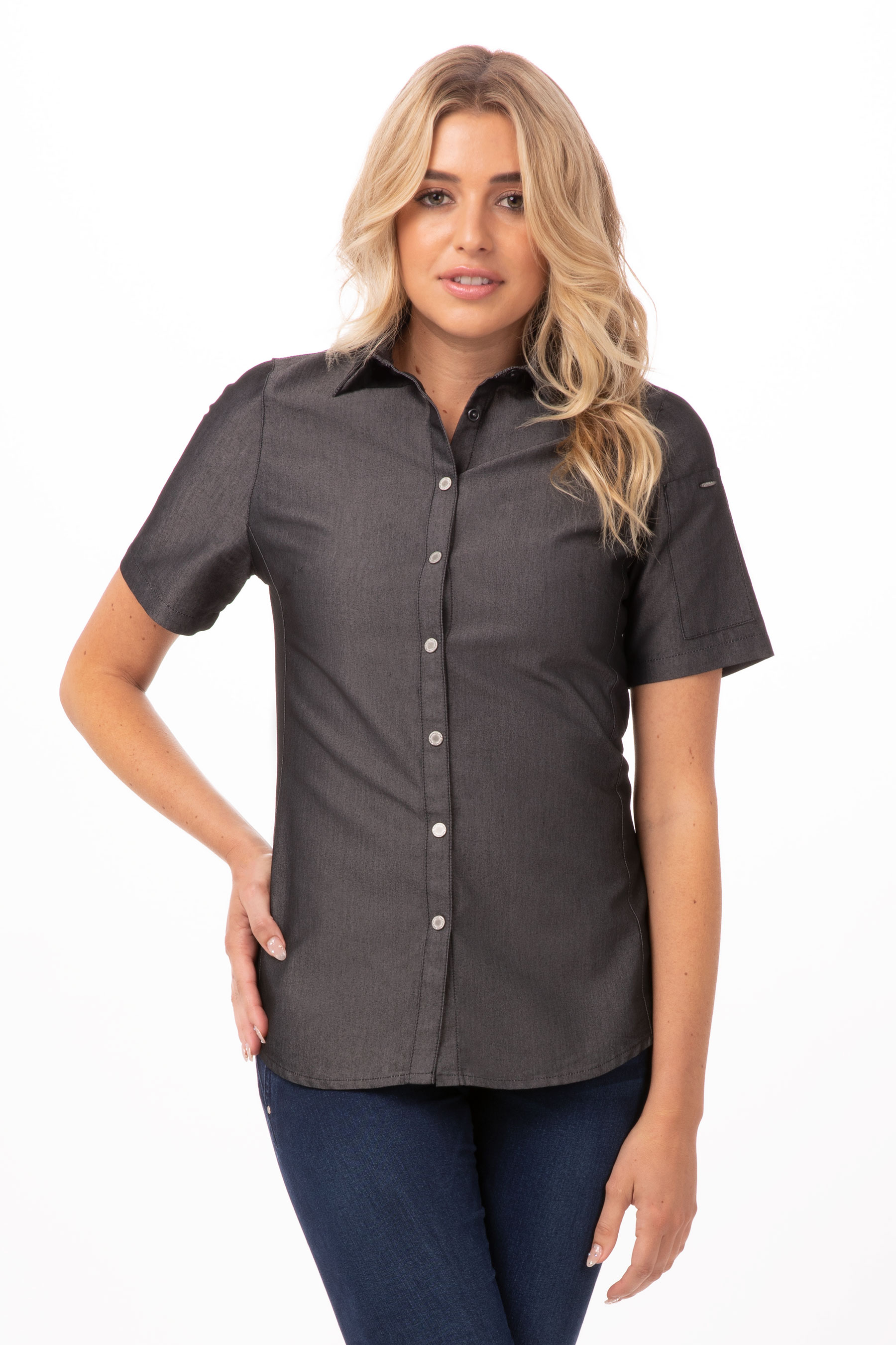 DETROIT Damen Denimshirt Schwarz